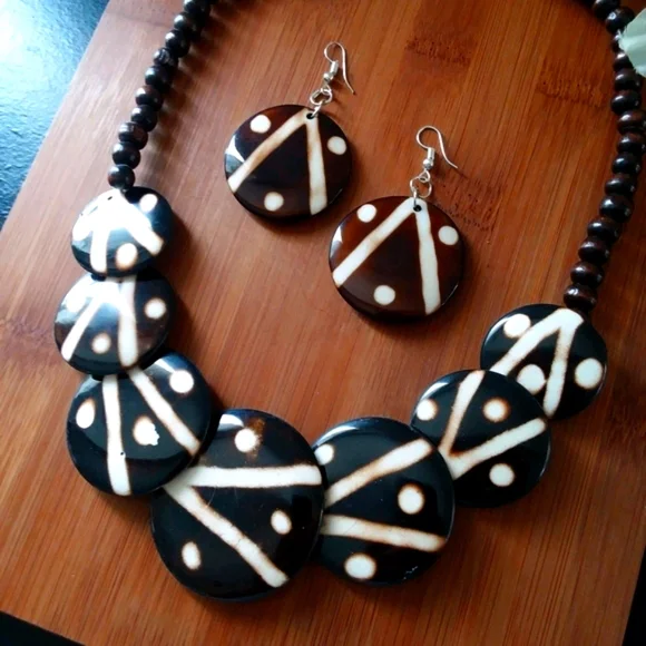 2PC Beautiful African Batik Print Necklace Set - Picture 5 of 5